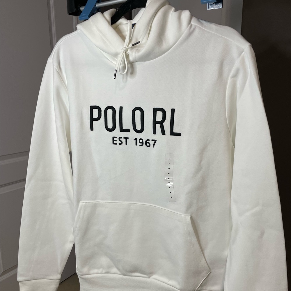 MEN’S Polo Ralph Lauren White Double Tech Fleece White Hoodie
